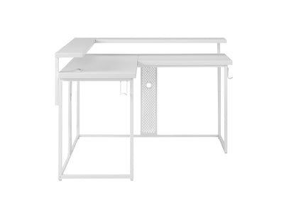 Vega L-Shape Gaming Desk - White-on-White