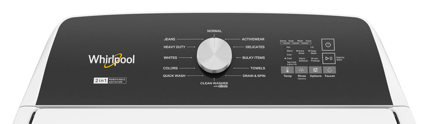 Whirlpool White Top Load Washer with Removable Agitator (5.4 Cu Ft) - WTW5057LW