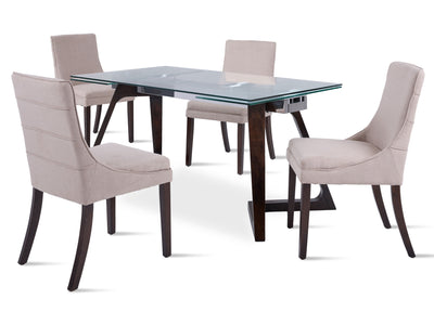 Zyer 5-Piece Dining Set - Merlot, Beige