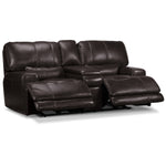 Dearborn Leather Power Reclining Loveseat with Console - Blackberry