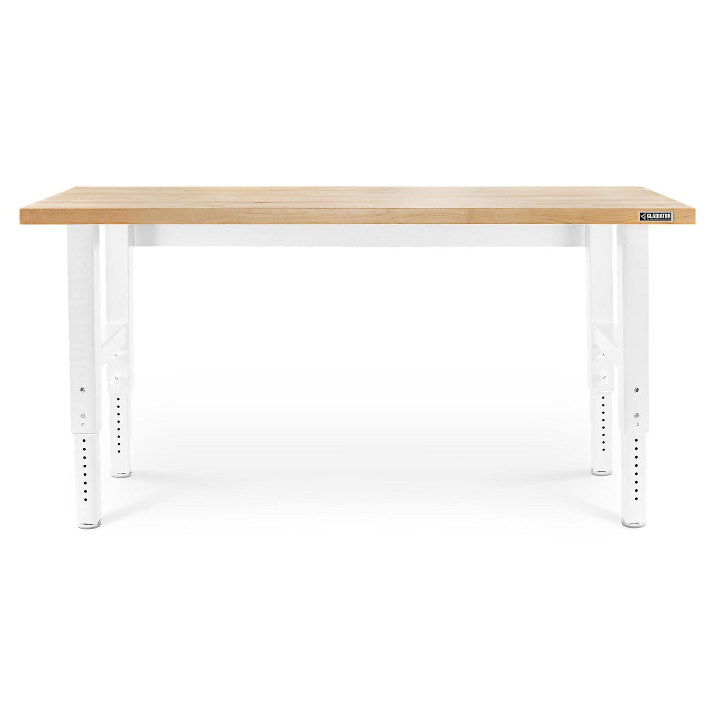 Gladiator Hammered White 6' Adjustable Height Hardwood Workbench - GAWB06HWGW