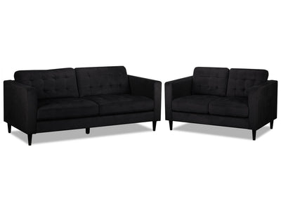 Anthena Sofa and Loveseat Set - Charcoal