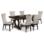 Rosario 7-Piece Extendable Dining Set - Cherry and Beige