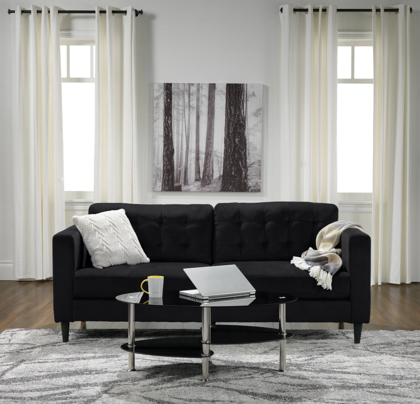 Anthena Sofa and Loveseat Set - Charcoal