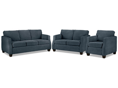 Agnes Sofa, Loveseat and Chair Set - Blue
