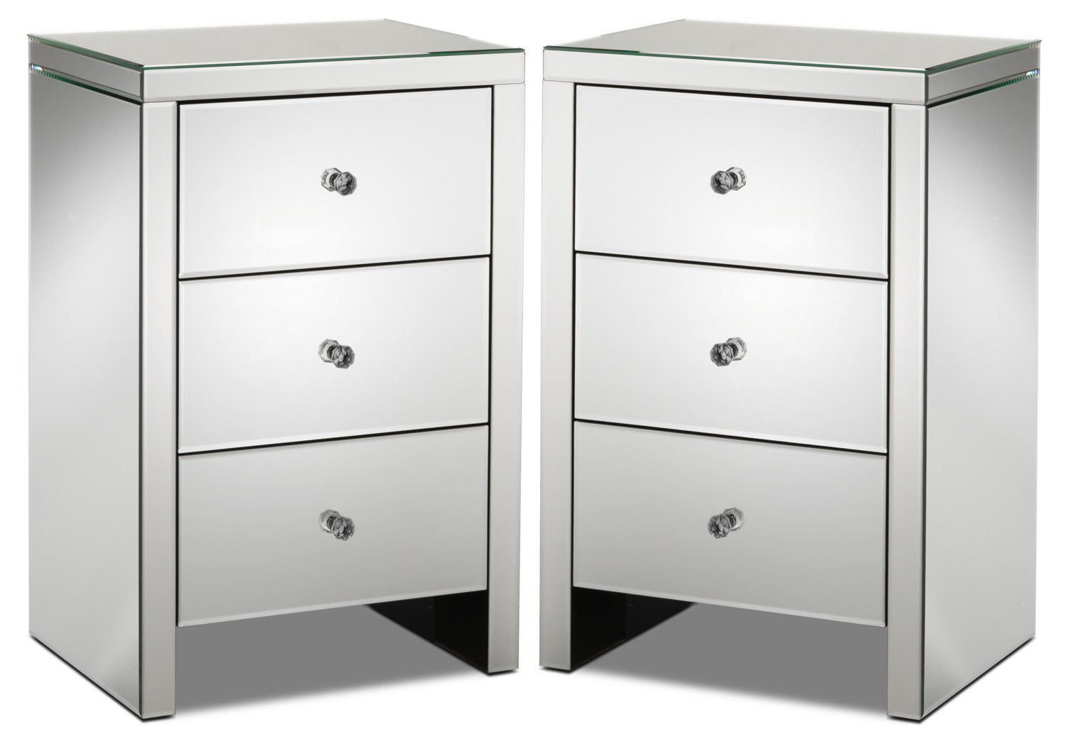 Illusion Set of 2 Night Tables - Mirrored Glass