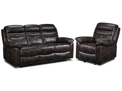 Devon Reclining Sofa and Recliner Set - Brown