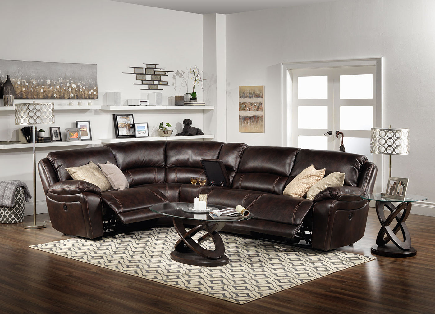 Santorini 5-Piece Power Reclining Sectional - Walnut