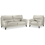 Braylon Leather Sofa and Chair Set - Silver Grey