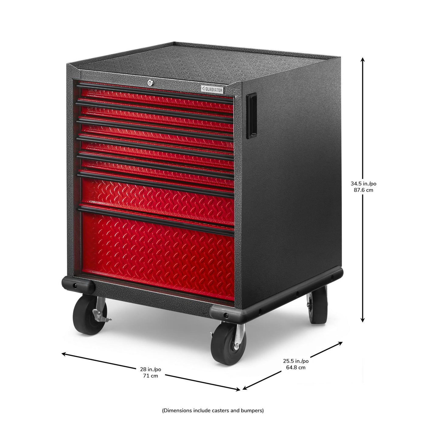 Gladiator Red Tread Premier Pre-Assembled 7 Drawer Modular Tool Storage Cabinet - GAGD277DKR