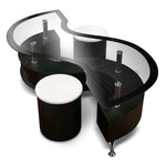 Serpentine 51.5" Coffee Table with Two Ottomans - Espresso