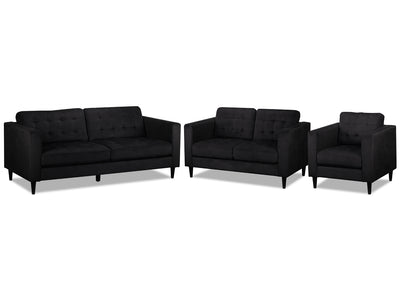 Anthena Sofa, Loveseat and Chair Set - Charcoal