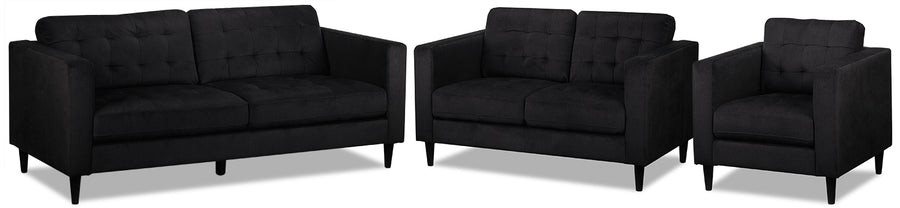 Anthena Sofa, Loveseat and Chair Set - Charcoal