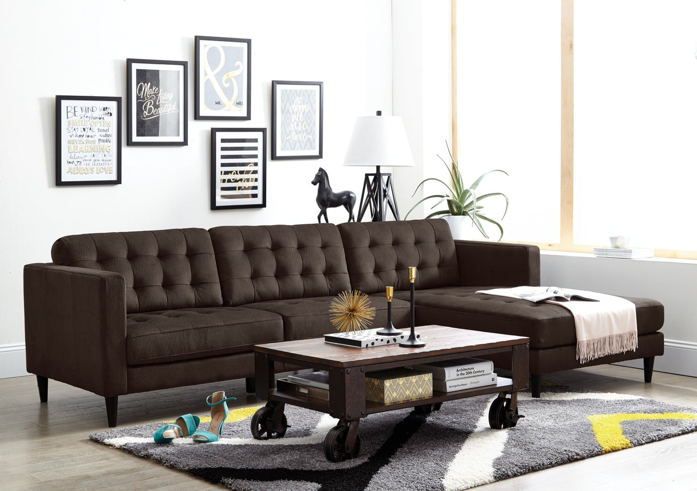Paragon 2-Piece Sectional with Right-Facing Chaise - Dark Chocolate