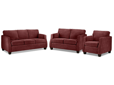 Agnes Sofa, Loveseat and Chair Set - Merlot