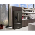 KitchenAid Black Stainless Steel Counter-Depth French Door Refrigerator (23.8 Cu. Ft.) - KRFC704FBS