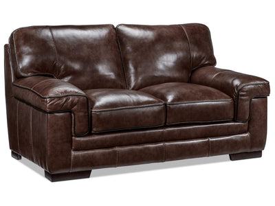 Stampede Leather Loveseat - Coffee
