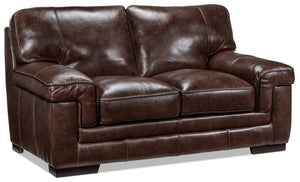 Stampede Leather Loveseat - Coffee