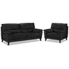 Braylon Leather Sofa and Chair Set - Classic Black