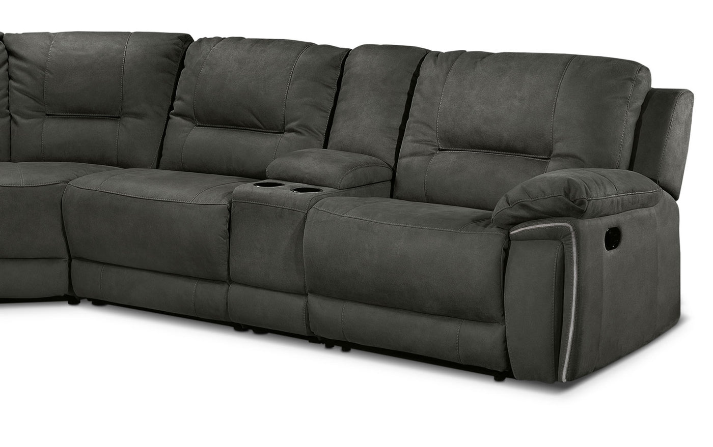 Pasadena 6-Piece Reclining Sectional with Left-Facing Chaise - Dark Grey