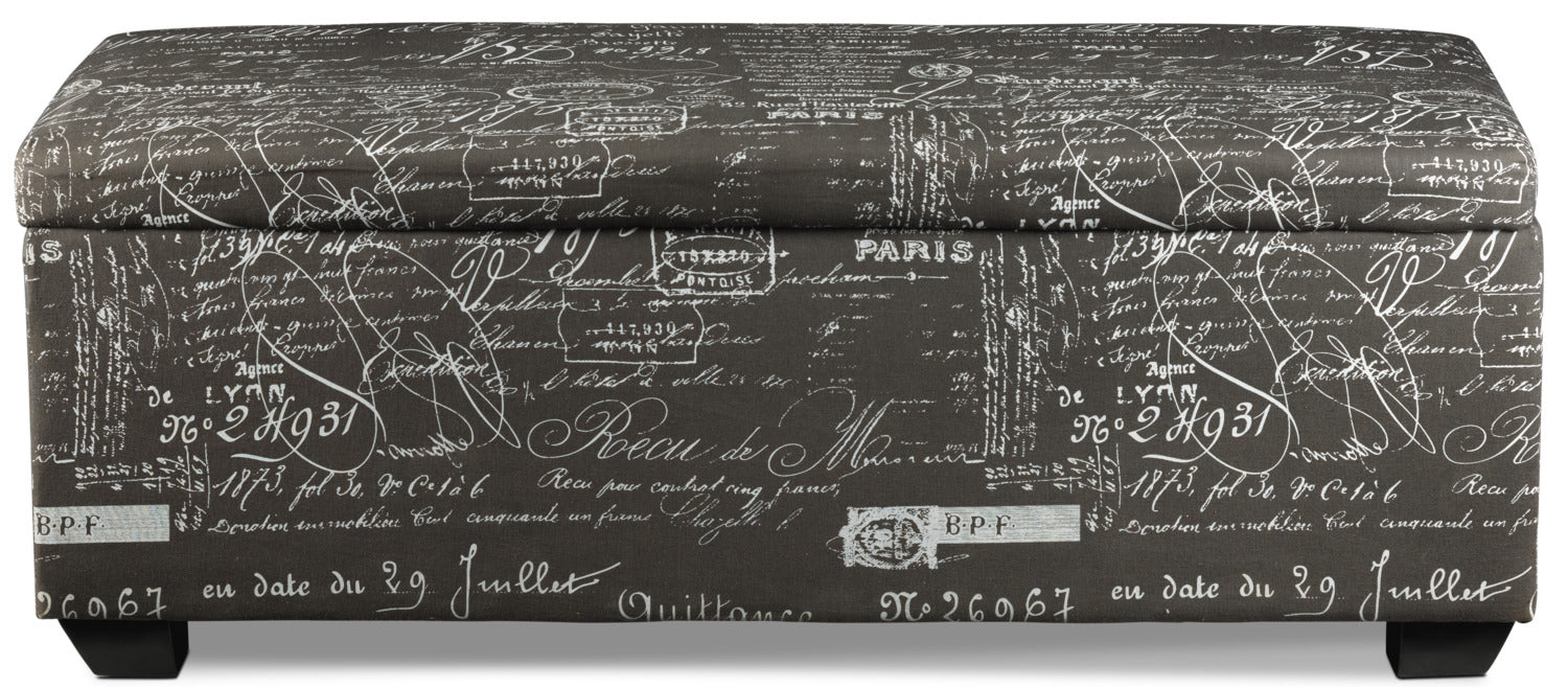 Boardwalk Large Storage Ottoman - Scroll Grey