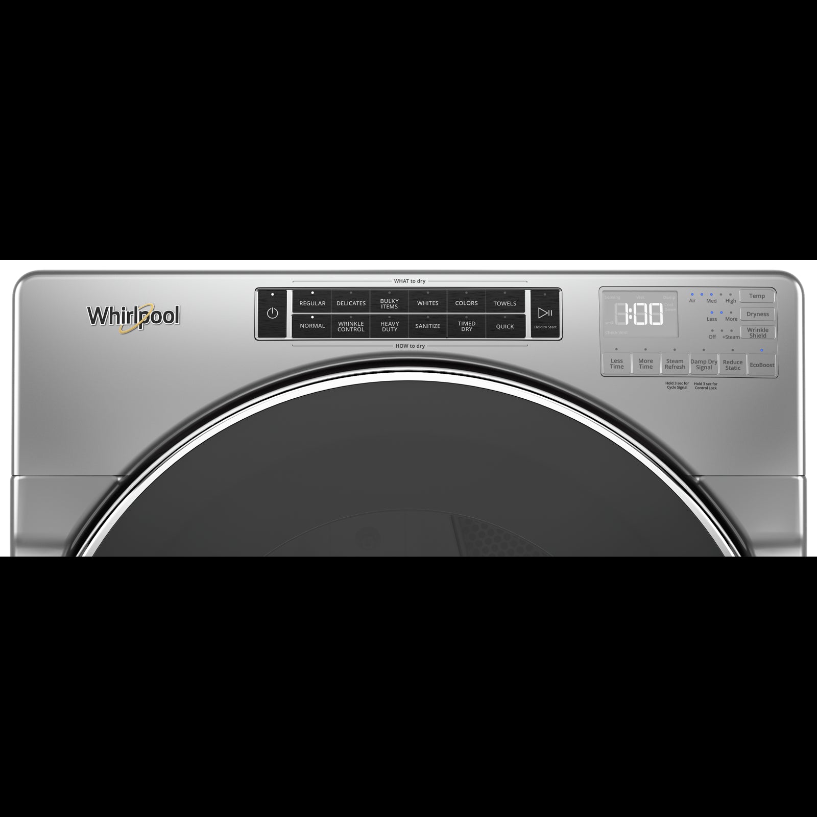 Whirlpool Chrome Shadow Front Load Gas Dryer with Steam (7.4 cu.ft.) - WGD8620HC