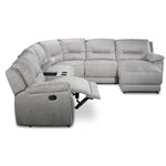 Pasadena 6-Piece Reclining Sectional with Right-Facing Chaise - Light Grey