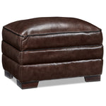 Stampede Leather Ottoman - Coffee