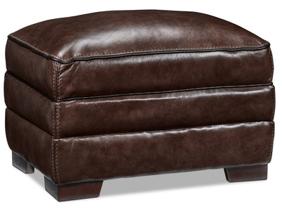 Stampede Leather Ottoman - Coffee