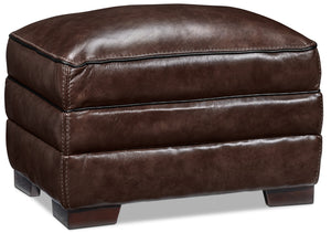 Stampede Leather Ottoman - Coffee