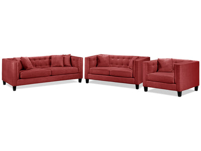 Astin Sofa, Loveseat and Chair and a Half Set - Red