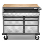 Gladiator Silver Tread Premier 41 inch 9-drawer Mobile Tool Workbench with Solid Wood Top - GAMT41HWJG
