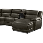 Holton Leather 6-Piece Sectional with Right-Facing Chaise - Charcoal Grey