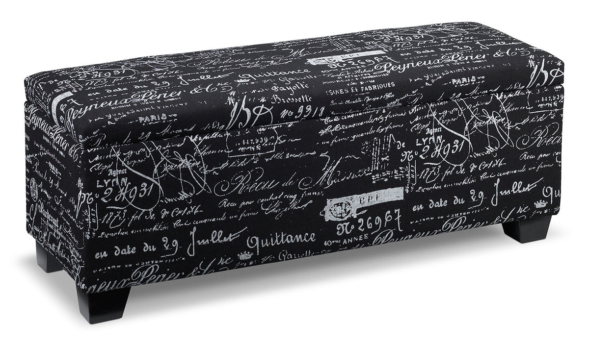 Boardwalk Large Storage Ottoman - Scroll Black