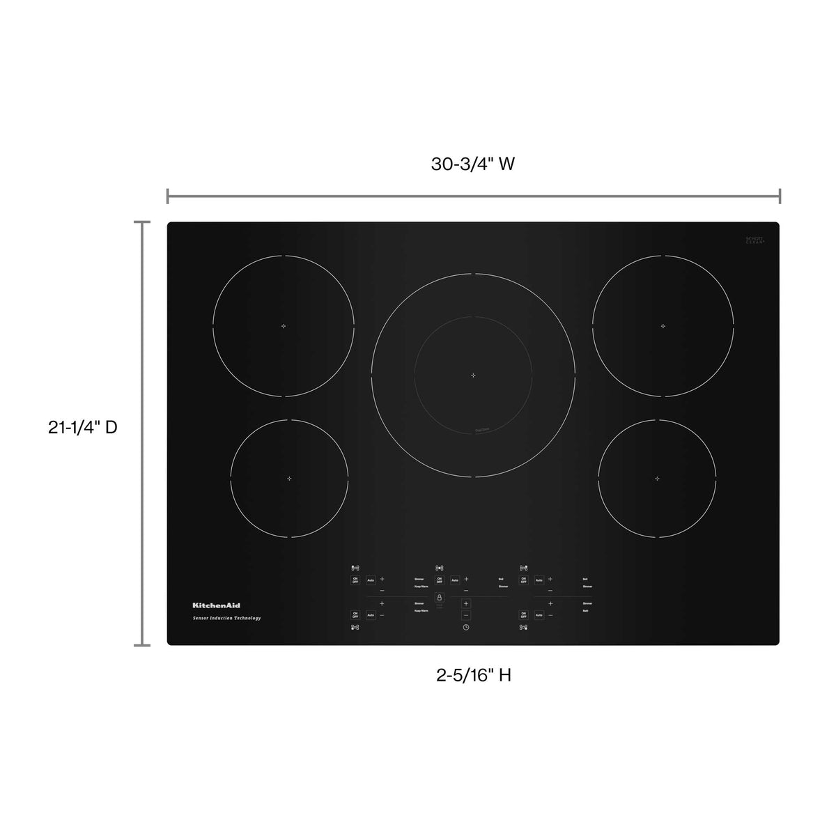 KitchenAid Black 30" 5Element Electric Sensor Induction Cooktop KCIG550JBL Leon's