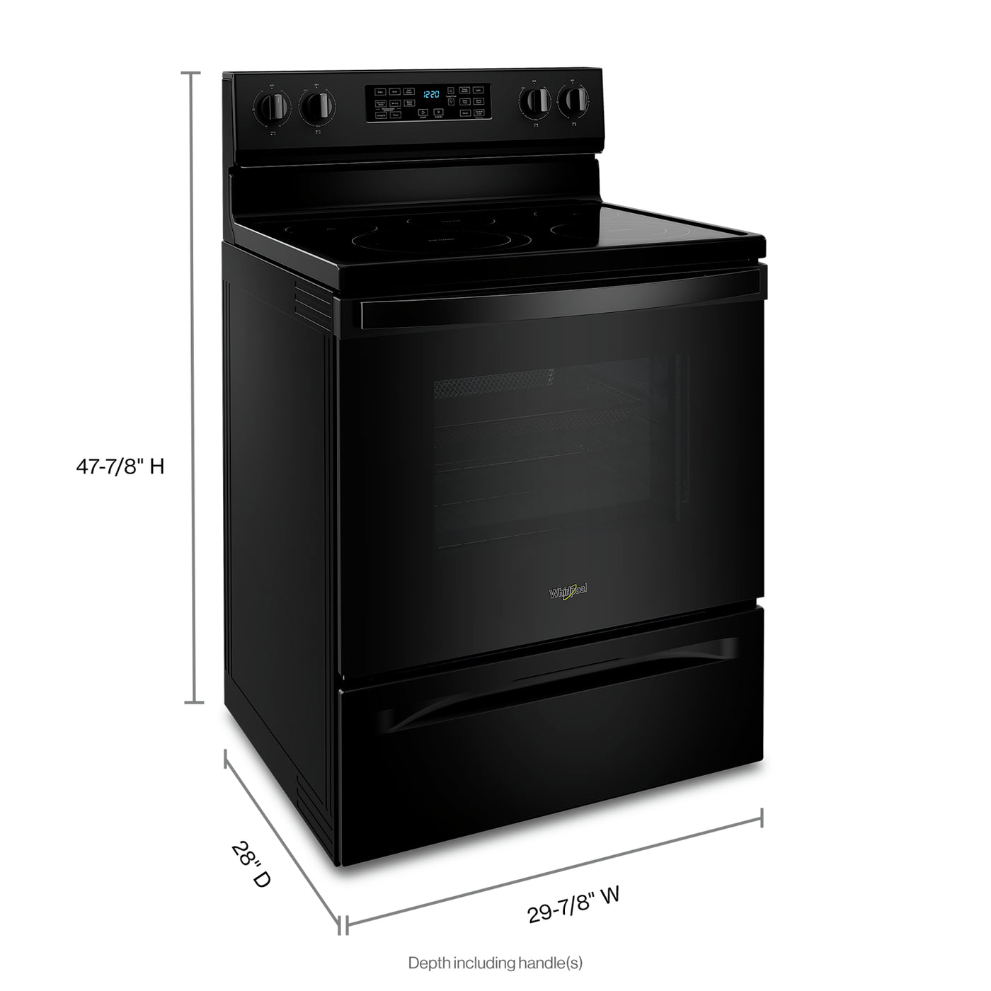 Whirlpool Black 30" 5-in-1 Range with AirFry (5.3 Cu Ft) - YWFE550S0LB