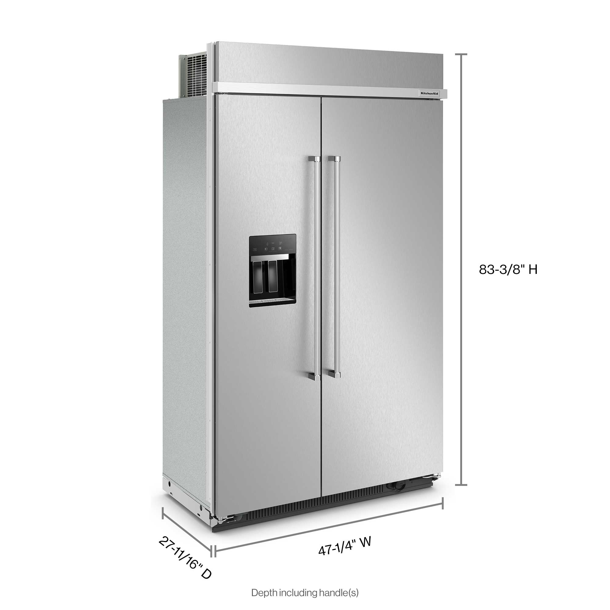 KitchenAid 48" 29.4 Cu. Ft. Fingerprint Resistant Stainless Steel Built-In Side-by-Side Refrigerator - KBSD708MPS