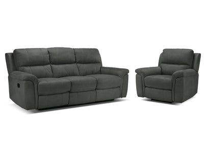 Roarke Reclining Sofa and Recliner Set - Charcoal