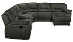 Pasadena 6-Piece Reclining Sectional with Right-Facing Chaise - Dark Grey