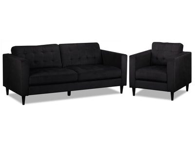 Anthena Sofa and Chair Set - Charcoal