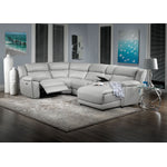 Holton Leather 5-Piece Sectional with Right-Facing Chaise - Grey