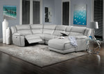 Holton Leather 5-Piece Sectional with Right-Facing Chaise - Grey