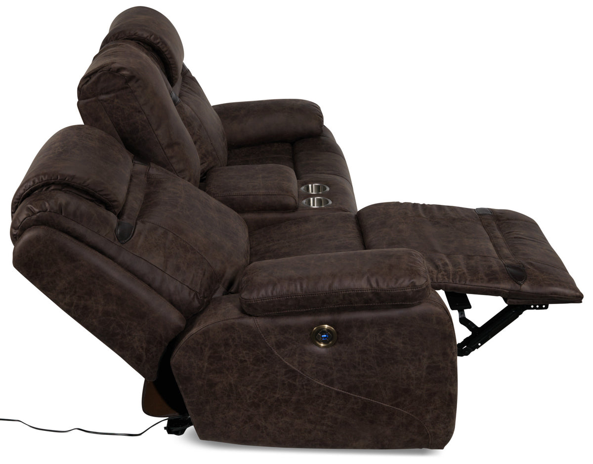 Rebel Power Reclining Loveseat with Console - Brown