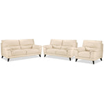 Braylon Leather Sofa, Loveseat and Chair Set - Bisque