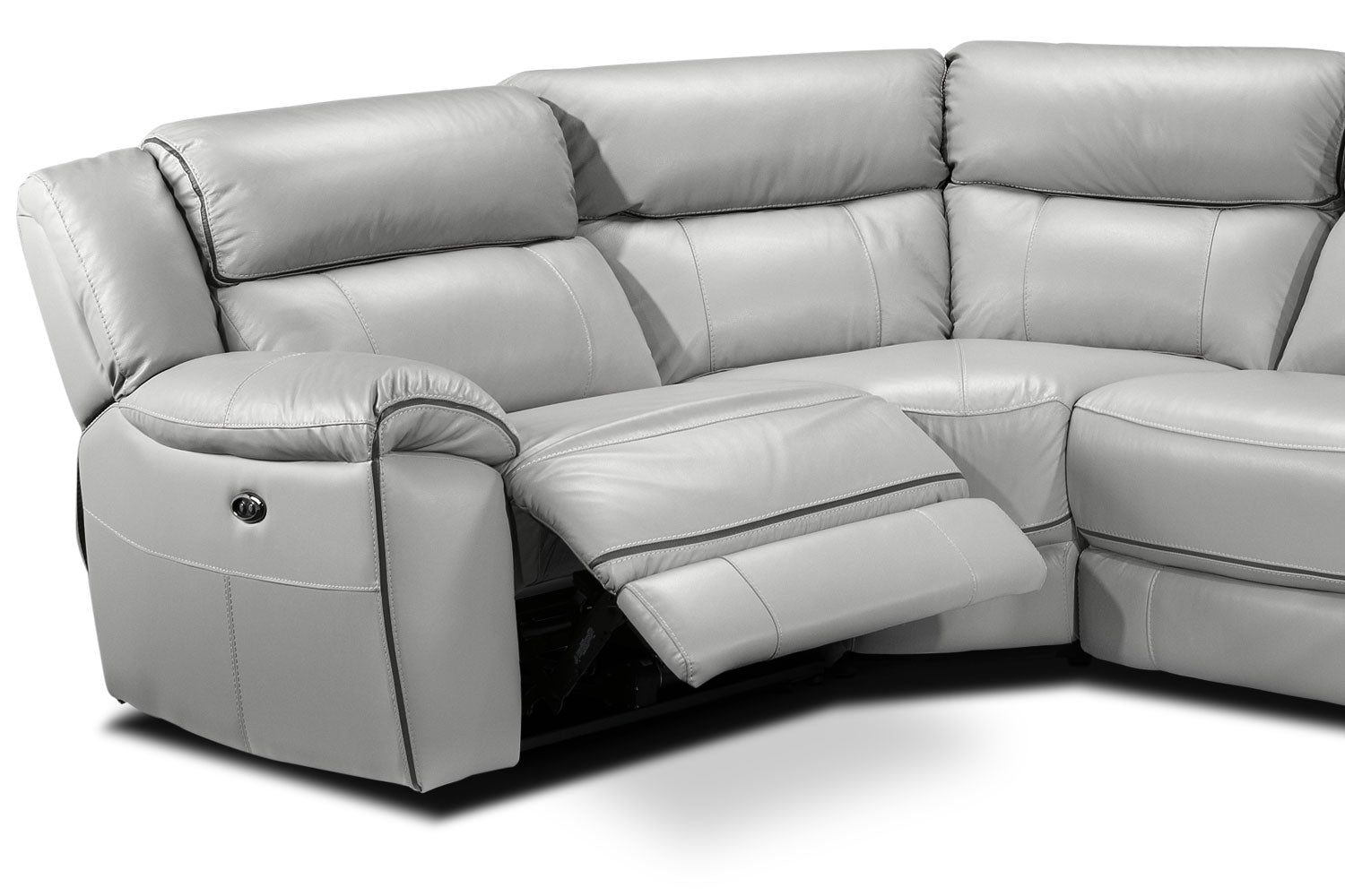 Holton Leather 5-Piece Sectional with Right-Facing Chaise - Grey