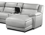 Holton Leather 5-Piece Sectional with Right-Facing Chaise - Grey