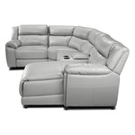 Holton Leather 5-Piece Sectional with Right-Facing Chaise - Grey