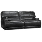 Dearborn Leather Power Reclining Sofa and Loveseat with Console Set - Charcoal
