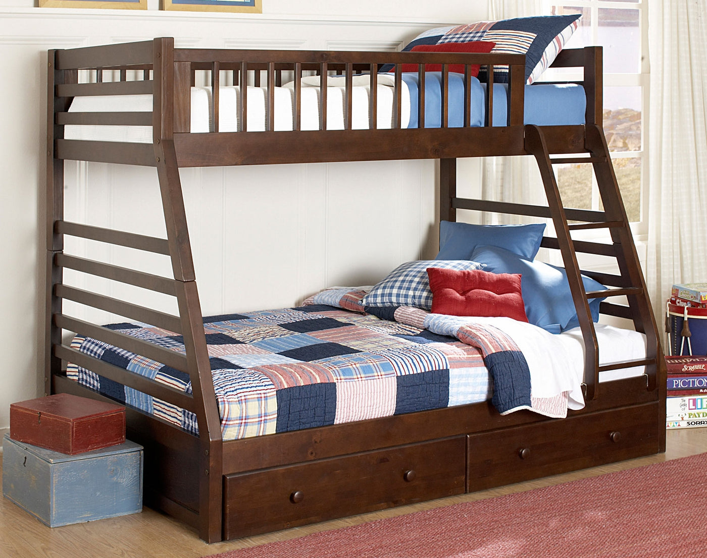 Starship Twin over Full Bunk Bed - Chocolate Cherry