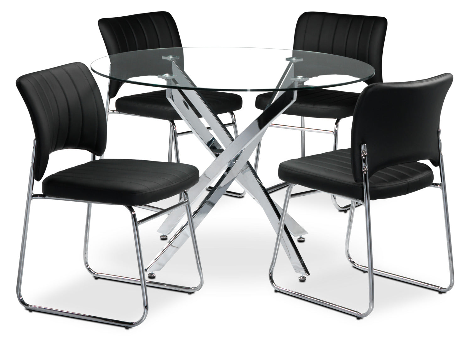 Atlantis 5-Piece Dinette Set - Chrome and Black